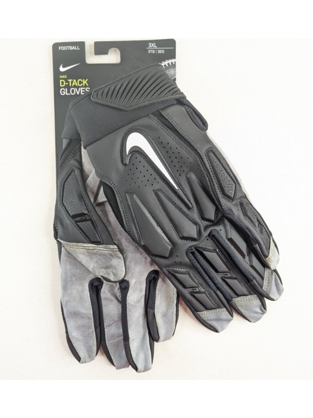 Nike D-Tack 6.0 3XL Football Gloves Black Padded Lineman PGF946-017 - NEW